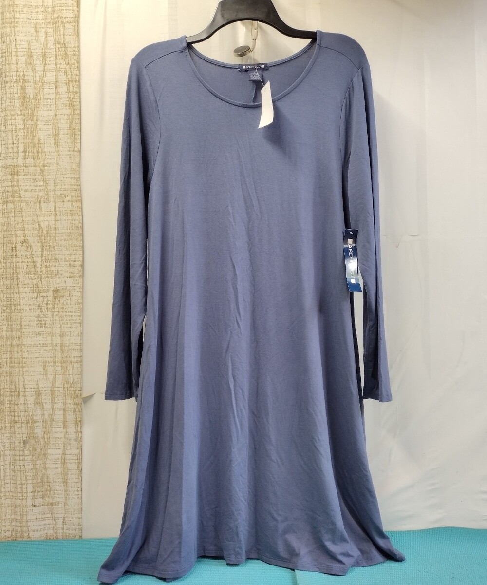 NWT Architect Soft Long Sleeves Swing Dress A-line Blue - L